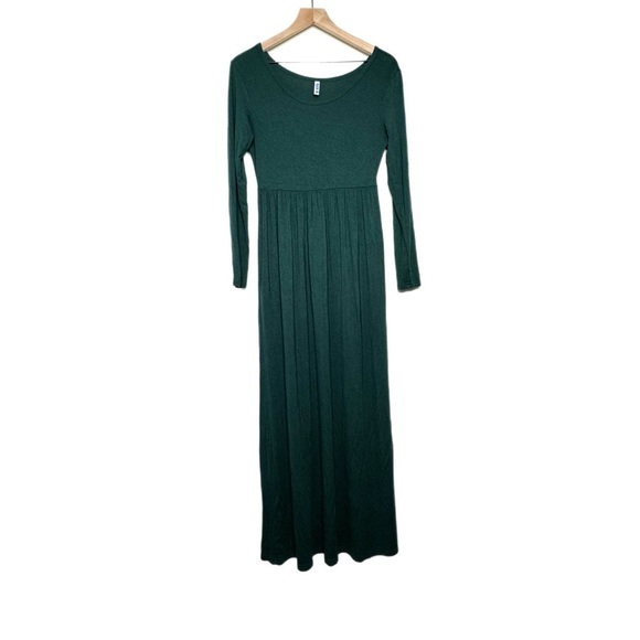 Dark Green Long Sleeved Maxi Dress Medium - Picture 1 of 6